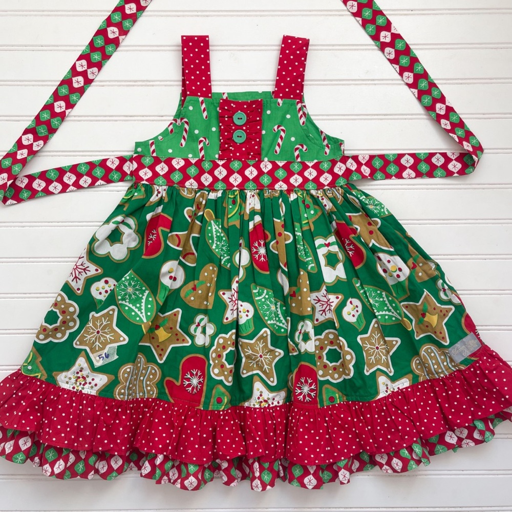ELEANOR ROSE EUC/NWOT Whimsical Ruffle Layered Candy Cane Christmas Dress